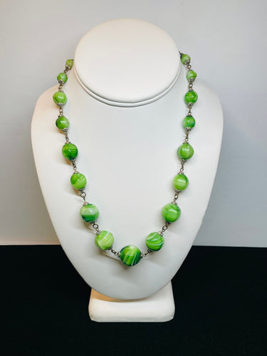 1960’s Green Czech Glass Beaded Necklace